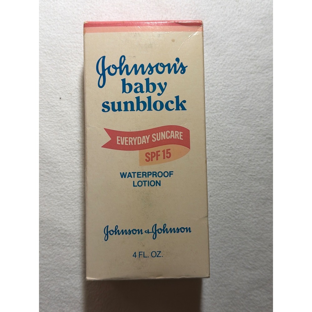 Vintage 1989 Johnson's Baby Sunblock SPF 15 Waterproof Lotion 4oz New In Box